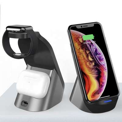 SIKAI New Arrival Dual Coil 15W Max 3 in 1 wireless charging dock station fast charger for iphone iwatch for air pods