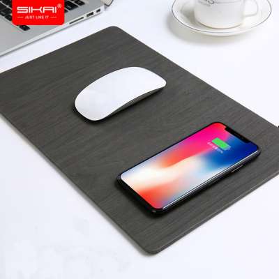 Mouse pad with wireless charger PU leather 2 in 1 new QI fast charging 10W wireless charger mouse pad for Samsung for iphone