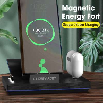 2020 Hot 3 in 1 Wireless Charging Mobile Phone Fast Headset Power Bank Charger Quick Chargers for Mobile Phone base Stents