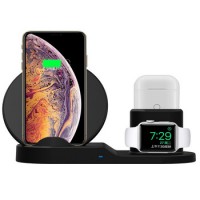 Oem logo new product 10w fast wireless charger 3 in 1 for apple for iphone watch for airpods magnetic charger station stand exw