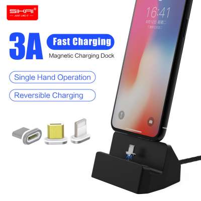 Amazon hot sale magnetic wireless charging station dock wireless mobile phone charger for ios android type-c